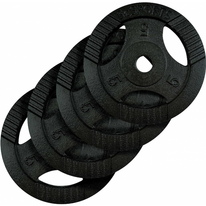 Set de placi de greutate, 5-30 Kg, 30/31mm, fonta, cu grip, negru ScSports