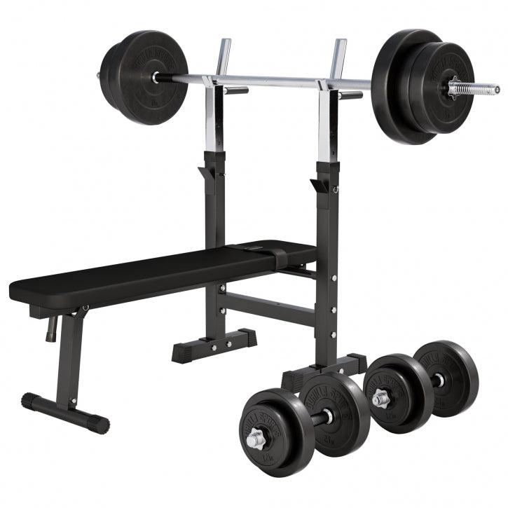 Banca piept cu suport reglabil + set de greutati, 38-70 Kg Gorilla Sports