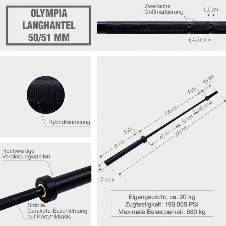 Set de haltere cu discuri de protecție Olympia PRO 140 kg