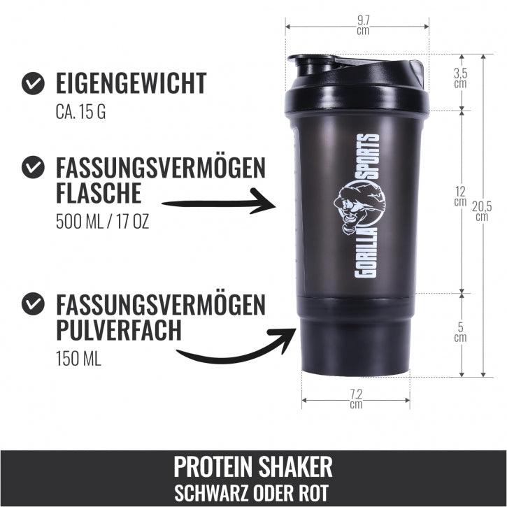 Shaker pentru proteine cu compartiment pentru pulbere 500 ml