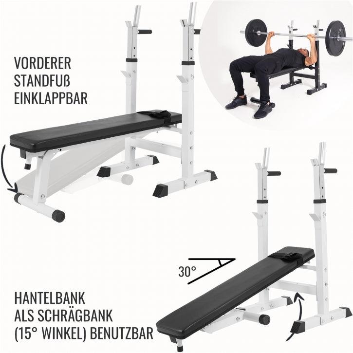 Bancă de haltere cu raft inclus, set de haltere lungi Gripper 100 kg