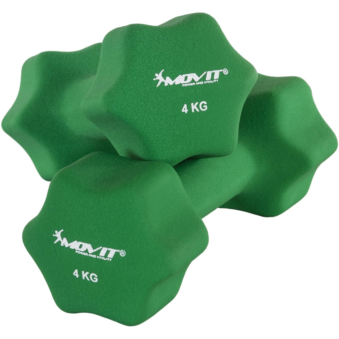 Set de 2 gantere x 4 Kg, MOVIT®, greutate 8 kg, verde inchis - Gorilla Sports Ro
