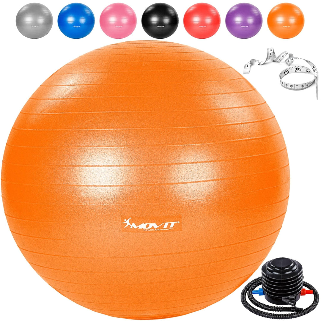 Minge de exercitii, MOVIT®, cu pompa de picior, 55 cm, portocaliu - Gorilla Sports Ro