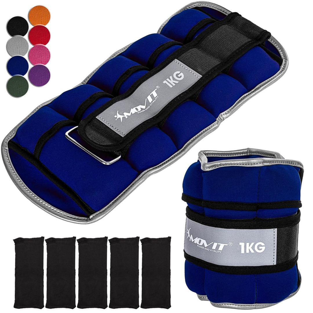 Greutati din neopren pentru incheietura mana/glezna MOVIT® 2 x 1 kg, albastru - Gorilla Sports Ro
