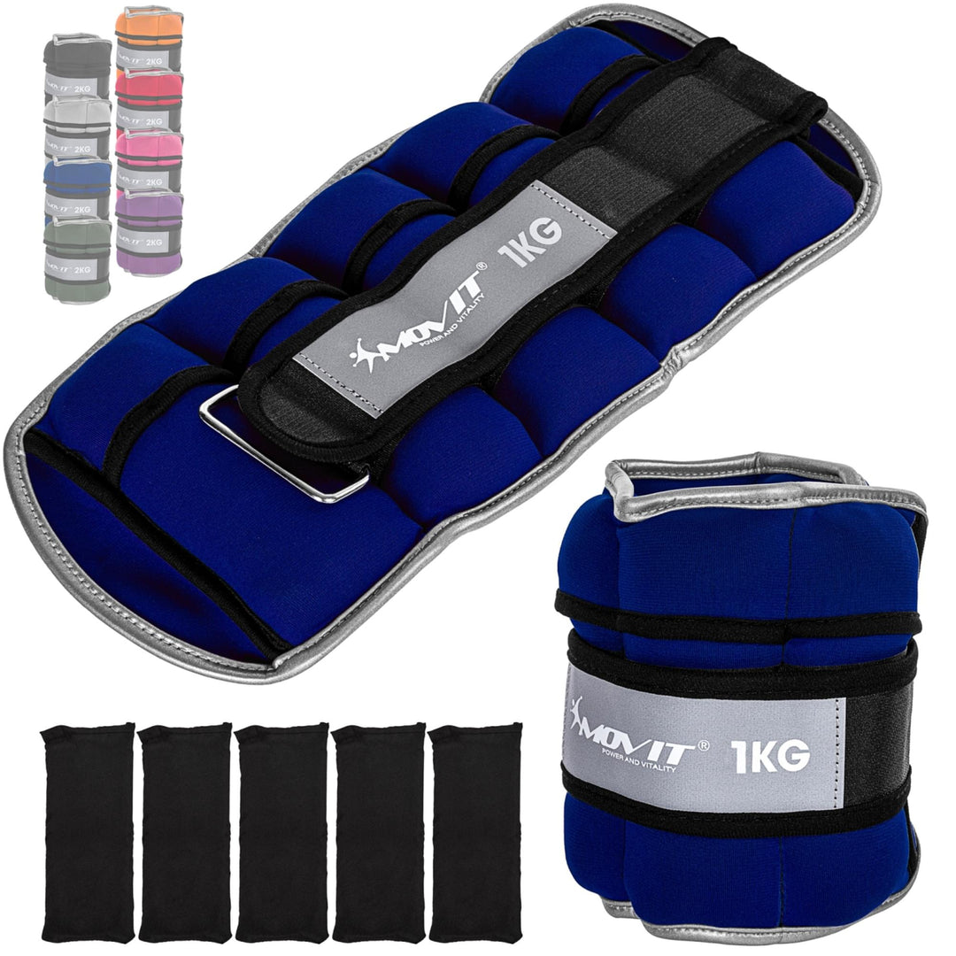 Greutati din neopren pentru incheietura mana/glezna MOVIT® 2 x 1 kg, albastru - Gorilla Sports Ro