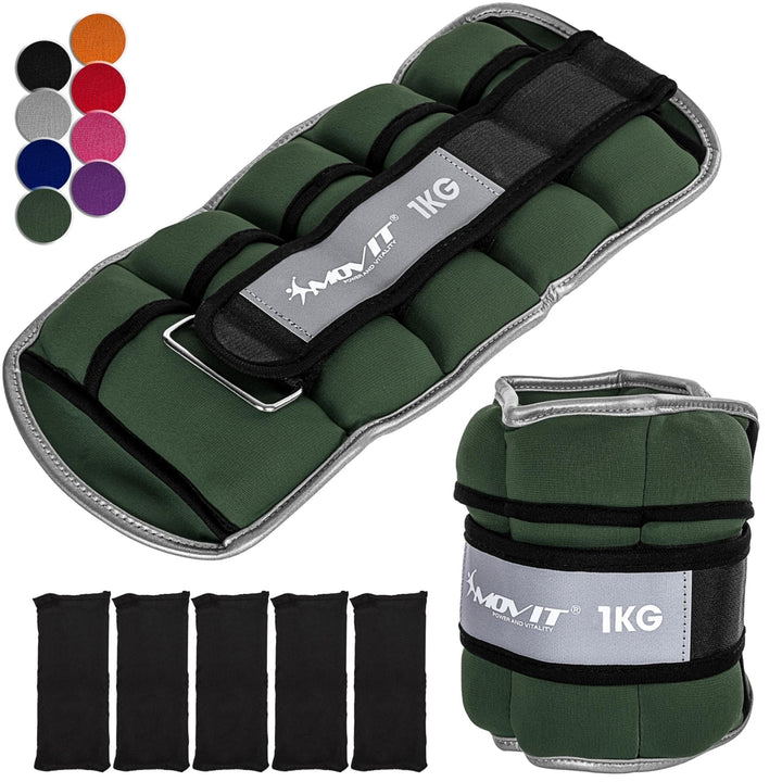 Greutati din neopren pentru incheietura mana/glezna MOVIT® 2 x 1 kg, verde - Gorilla Sports Ro