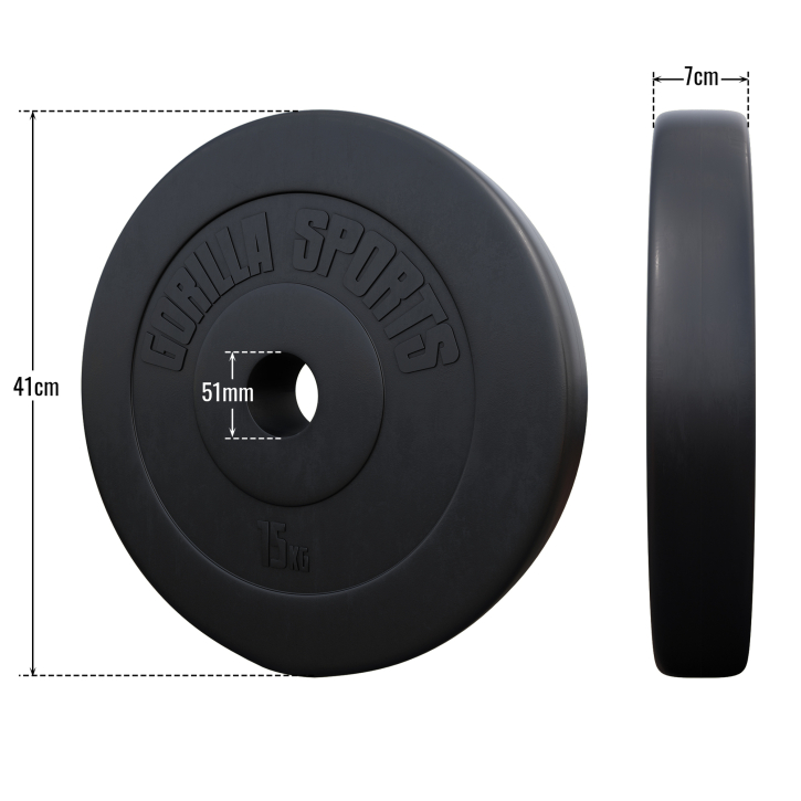 Set de 2 discuri olimpice umplute cu ciment, 30 kg - 2 x 15 kg, 50/51mm