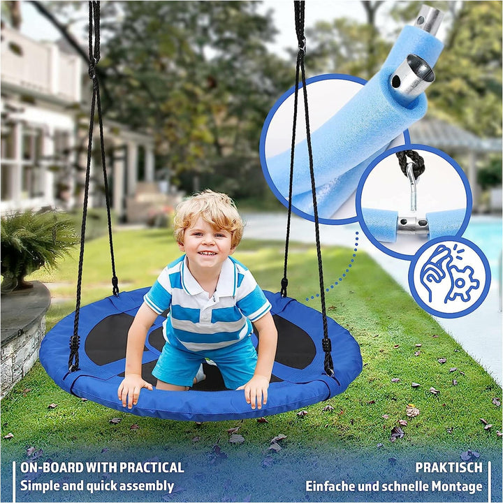 Leagan pentru copii si adulti, albastru, interior/exterior, diametru 100 cm, Physionics - Gorilla Sports Ro