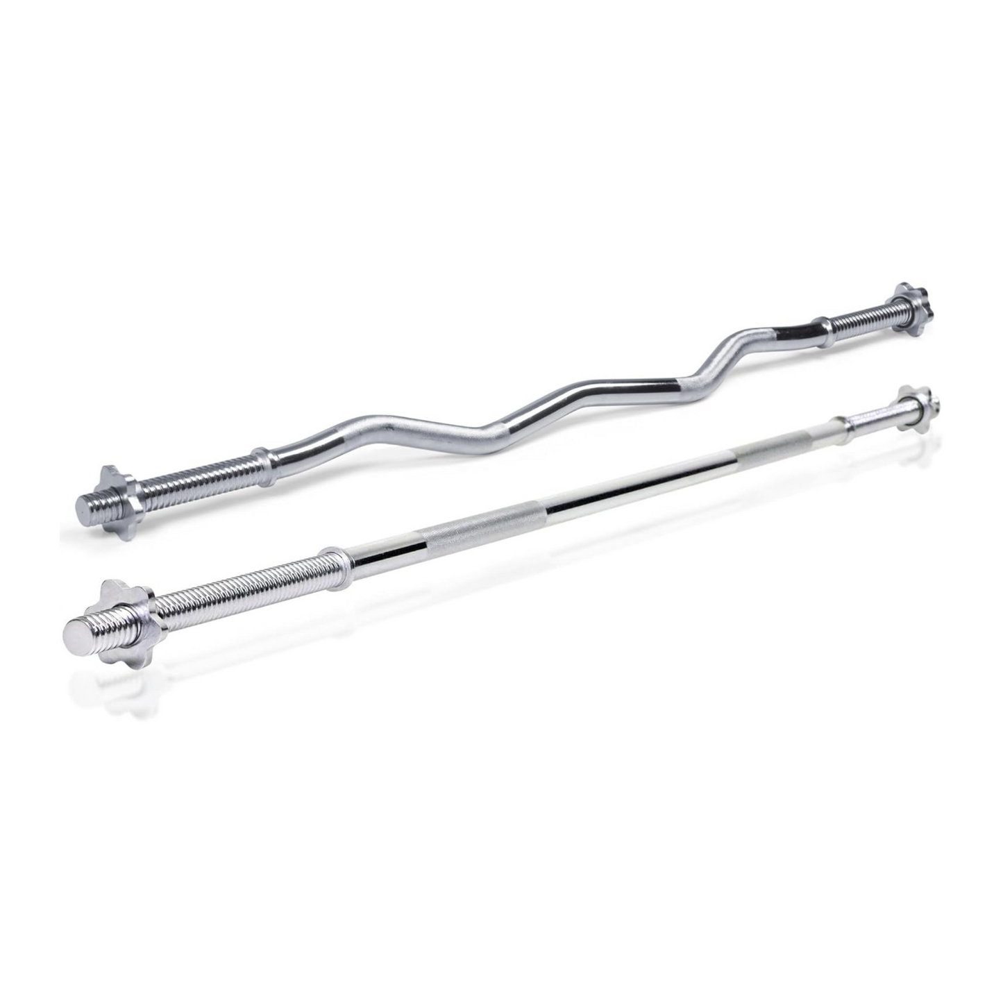 Set de bare pentru haltere, dreapta 160 cm, curl 120 cm, 30 mm, zimtata, otel, siguranta de tip stea ScSports