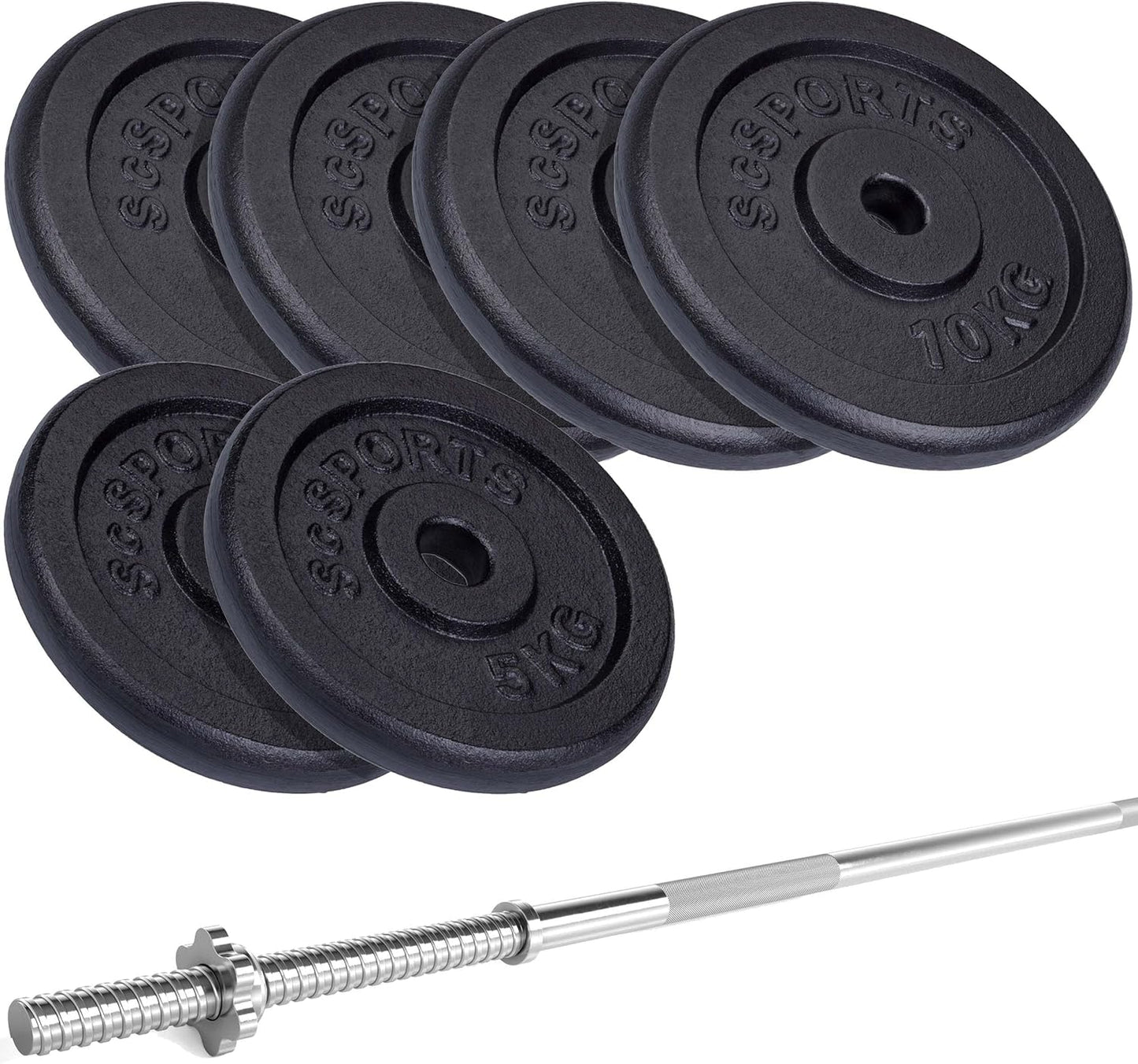 Set haltera, bara si discuri, 40 - 50 KG, fonta, negru ScSports