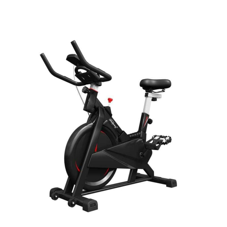 Bicicleta fitness, senzor puls pe ghidon, display LCD ce monitorizeaza timpul, viteza, distanta, pulsul, cronometru si caloriile, suport sticla apa, scaun/ghidon reglabil, 101 x 53 x 120 c