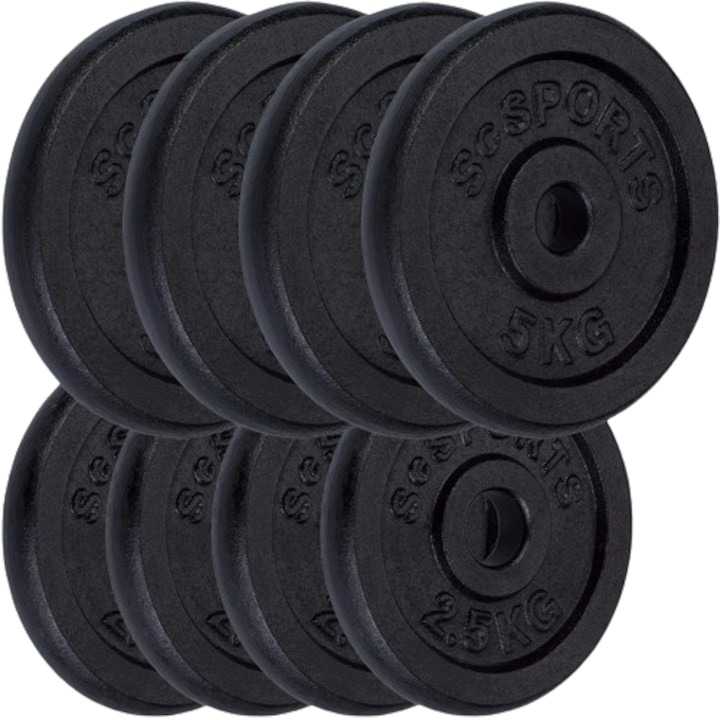 Set de discuri de greutate, 30 KG, 30/31 mm, fonta, 8-10 discuri ScSports