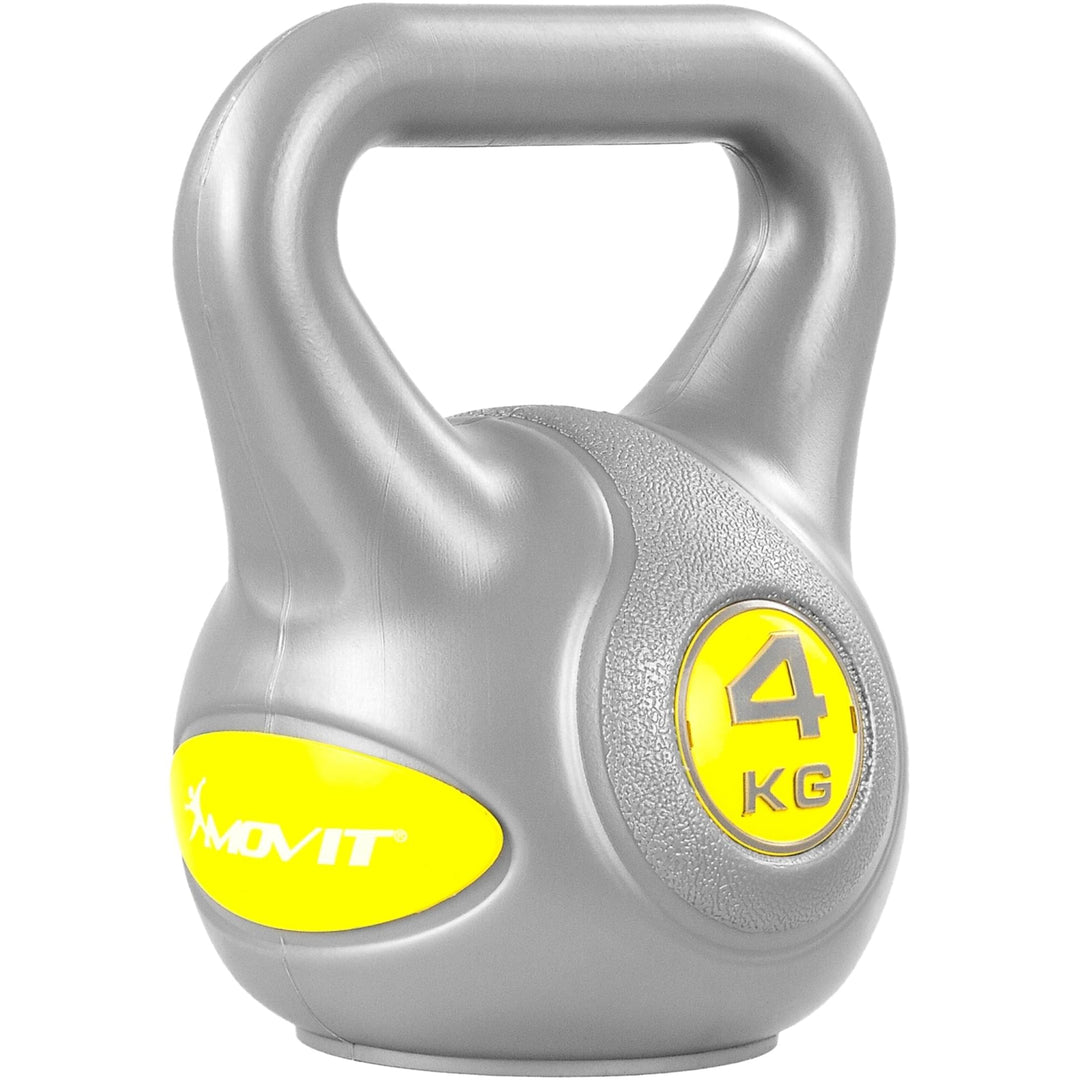 Kettlebell, MOVIT® de 4 kg, gri/galben - Gorilla Sports Ro