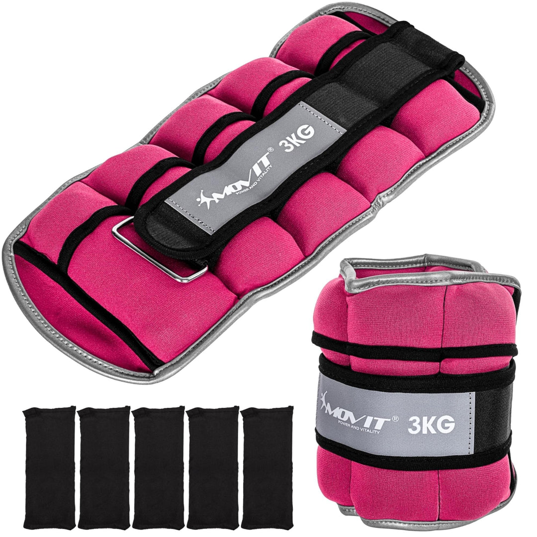 Greutati pentru incheietura mana/glezna, MOVIT®, 2 x 3 kg, roz - Gorilla Sports Ro