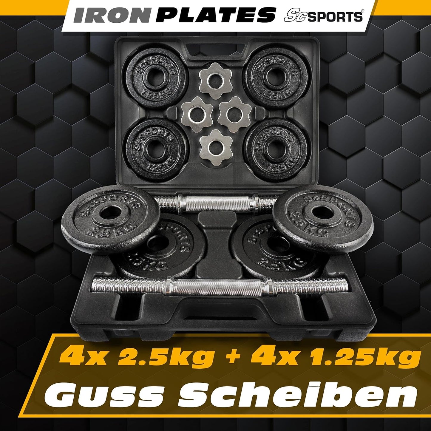 Set de gantere cu valiză 15 - 20 kg