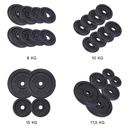 Set de discuri de greutate, 8 - 17.5 KG, 30/31 mm, fonta ScSports