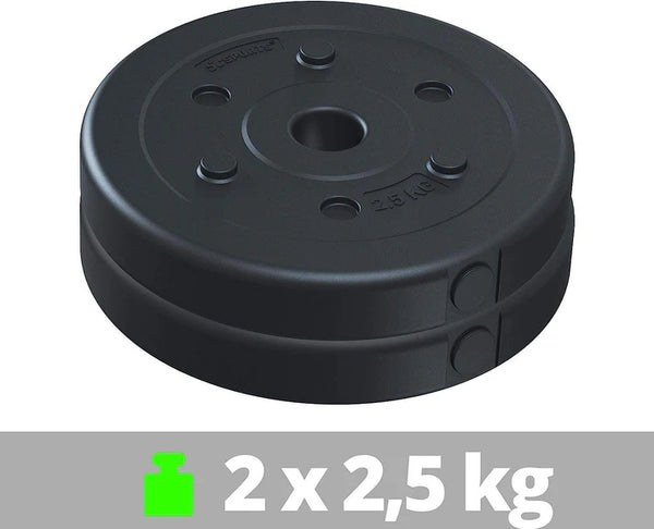 Set de placi de greutati umplute cu ciment, 30/31mm, 30 kg (2x7, 5 + 4x2, 5 + 4x1, 25), negru ScSports