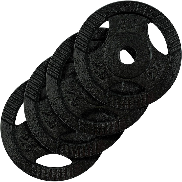 Set de placi de greutate, 5-30 Kg, 30/31mm, fonta, cu grip, negru ScSports
