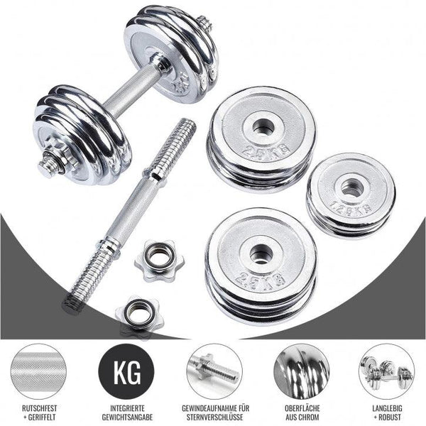 Set de 2 Gantere cu discuri cromate 30 KG - Gorilla Sports Ro