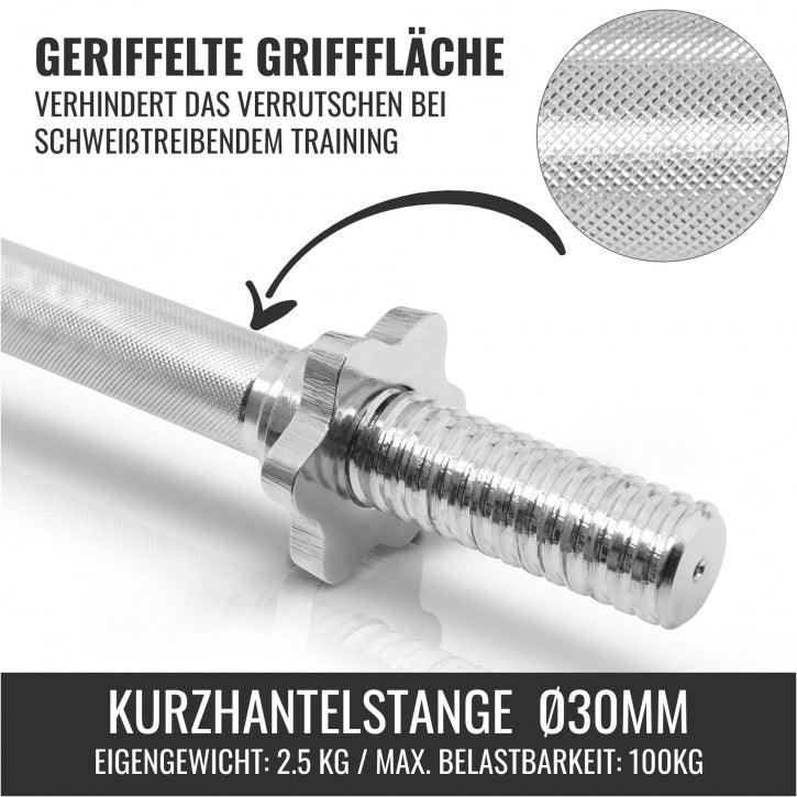 Set de gantere cromate 30 kg cu închizători în formă de stea