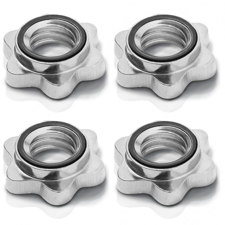 Set de gantere cromate 30 kg cu închizători în formă de stea