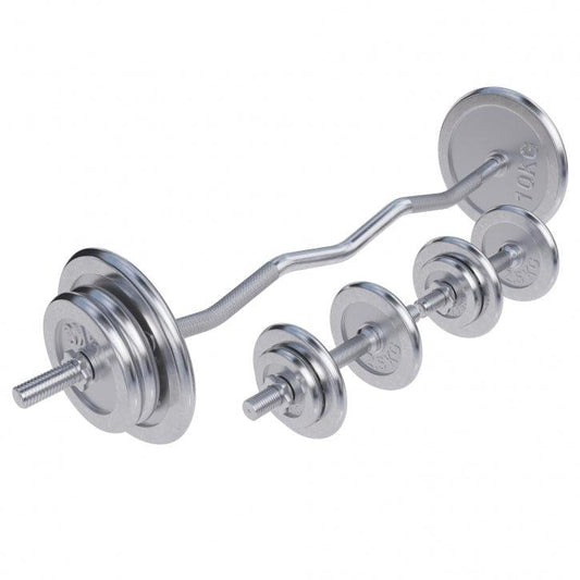 Set de haltere SZ cromate 70 kg cu închizători în formă de stea