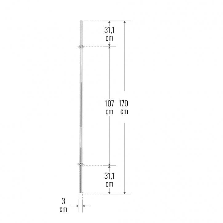 Bară de halter 170 cm cu închizători în formă de stea