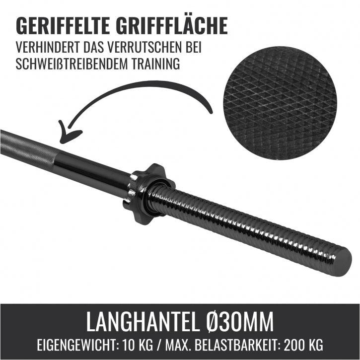 Bară de halter 170 cm cu închizători în formă de stea
