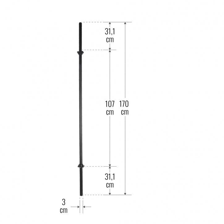 Bară de halter 170 cm cu închizători în formă de stea