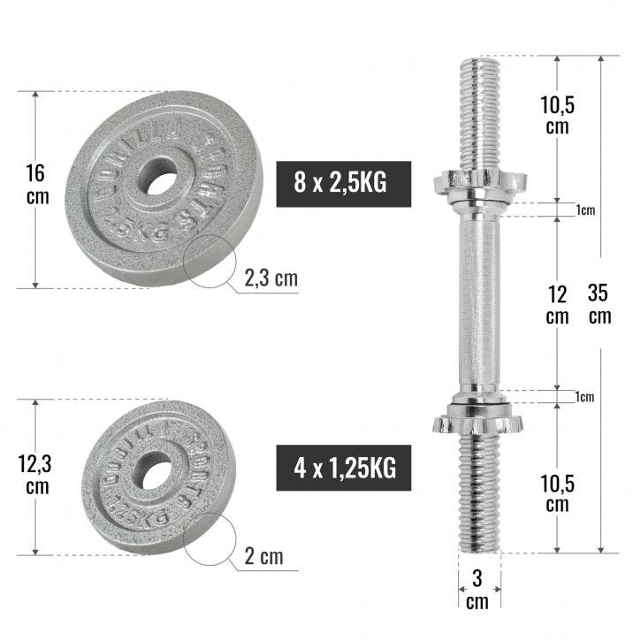 Set de gantere din fontă 30 kg