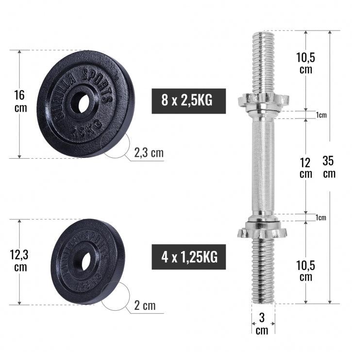 Set de gantere din fontă 30 kg