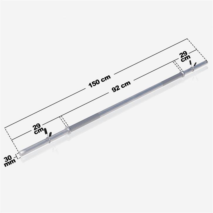 Bară de halter 150 cm cu închizători cu arc