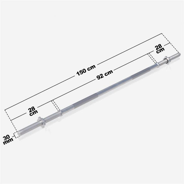 Bară de halteră 150 cm cu închizători în formă de stea