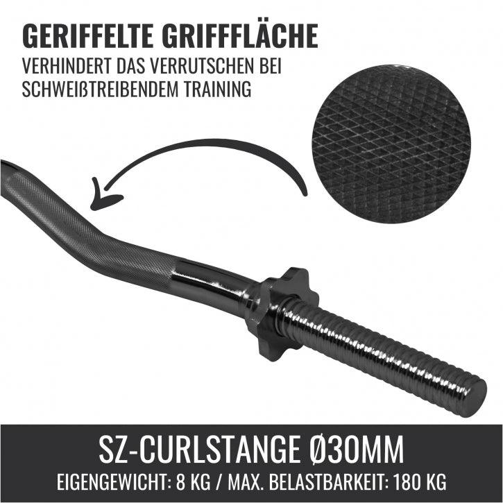 Bară de haltere SZ 120 cm cu închizători în formă de stea