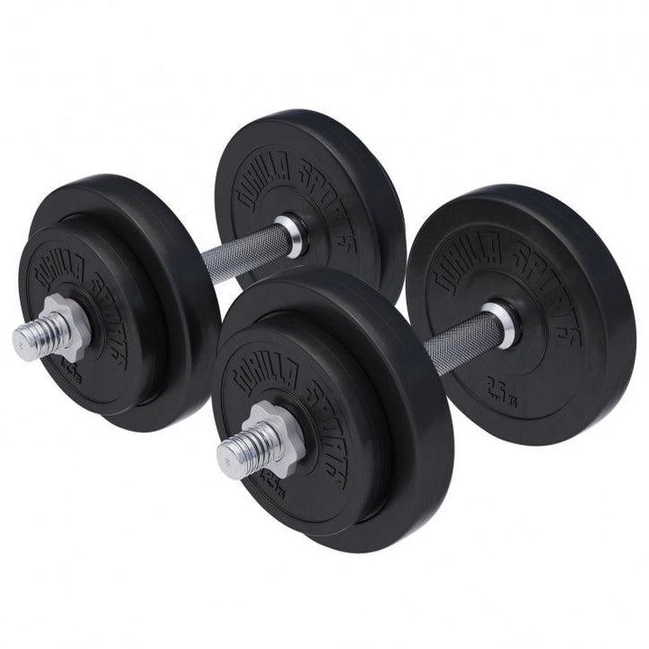 Set gantere reglabile 20 kg cu discuri din ciment Gorilla Sports