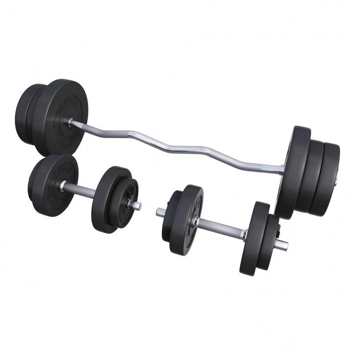Set de gantere SZ din plastic 70 kg cu închizători