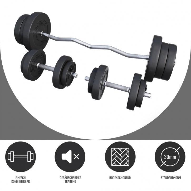 Set de gantere SZ din plastic 70 kg cu închizători