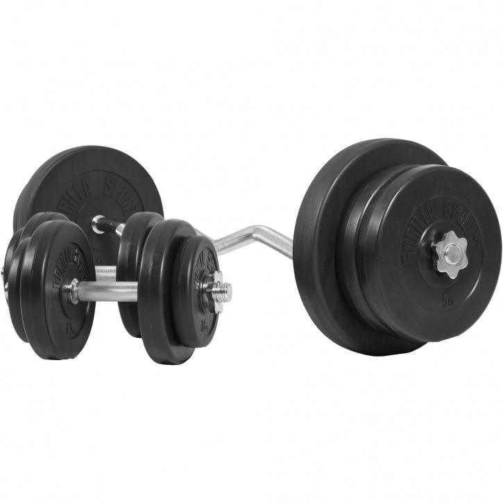 Set de gantere SZ din plastic 70 kg cu închizători