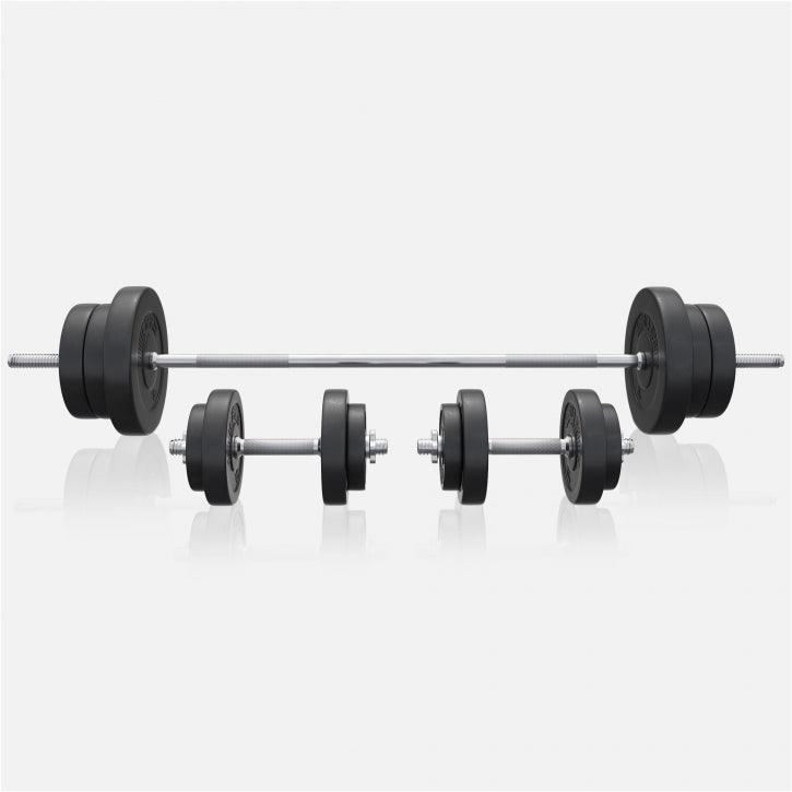 Set de haltere din plastic de 70 kg cu închizători în formă de stea