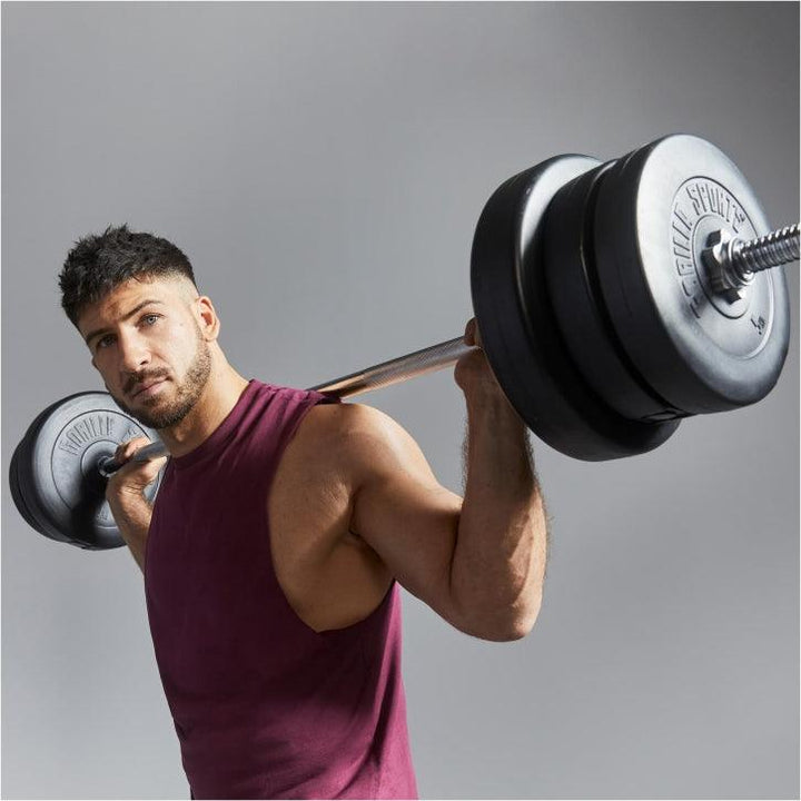 Set de haltere din plastic de 100 kg cu închizători în formă de stea