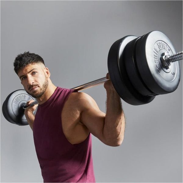 Set de haltere din plastic de 100 kg cu închizători în formă de stea