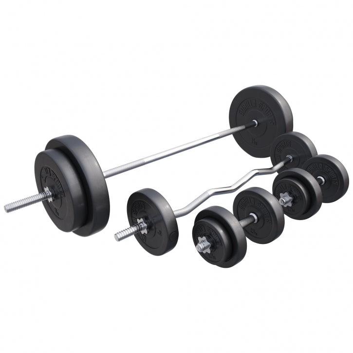Set de haltere din plastic de 100 kg cu închizători în formă de stea