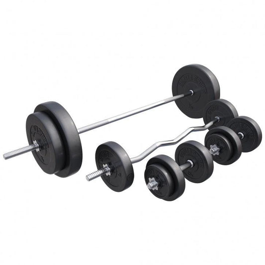 Set de haltere din plastic de 100 kg cu închizători în formă de stea