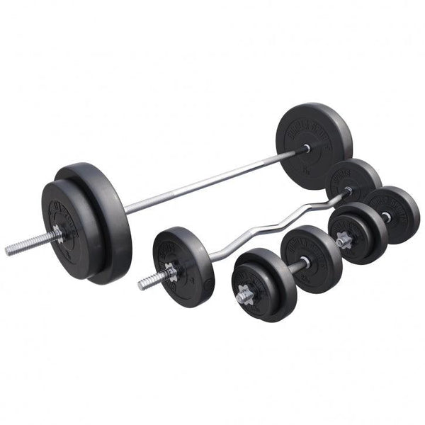 Set de haltere din plastic de 100 kg cu închizători în formă de stea