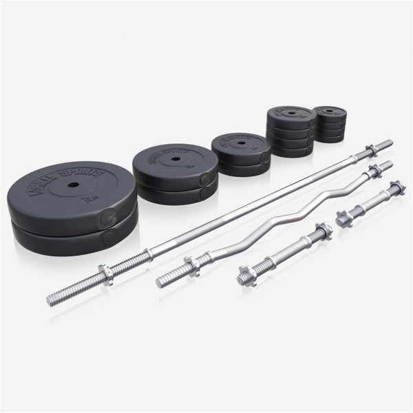Set de haltere din plastic de 100 kg cu închizători în formă de stea