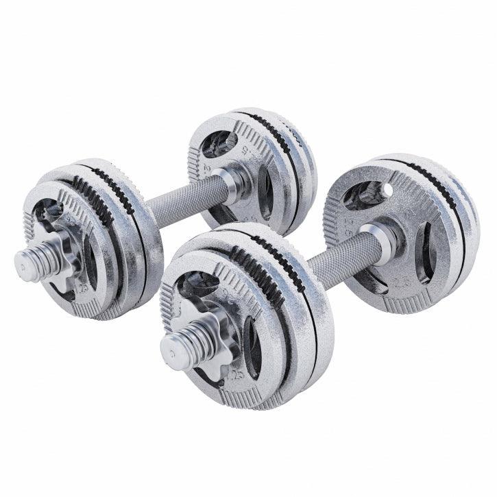 Set de gantere din fontă Gripper 30 kg cu închizători în formă de stea