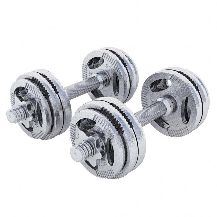 Set de gantere din fontă Gripper 30 kg cu închizători în formă de stea