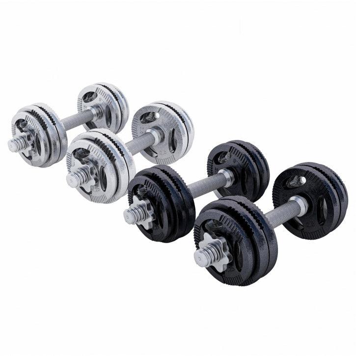 Set de gantere din fontă Gripper 30 kg cu închizători în formă de stea