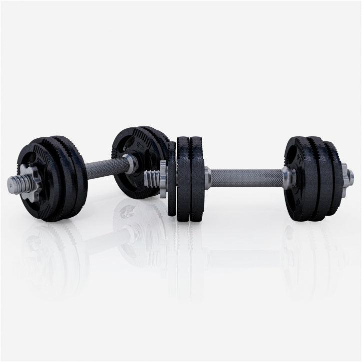 Set de gantere din fontă Gripper 30 kg cu închizători în formă de stea