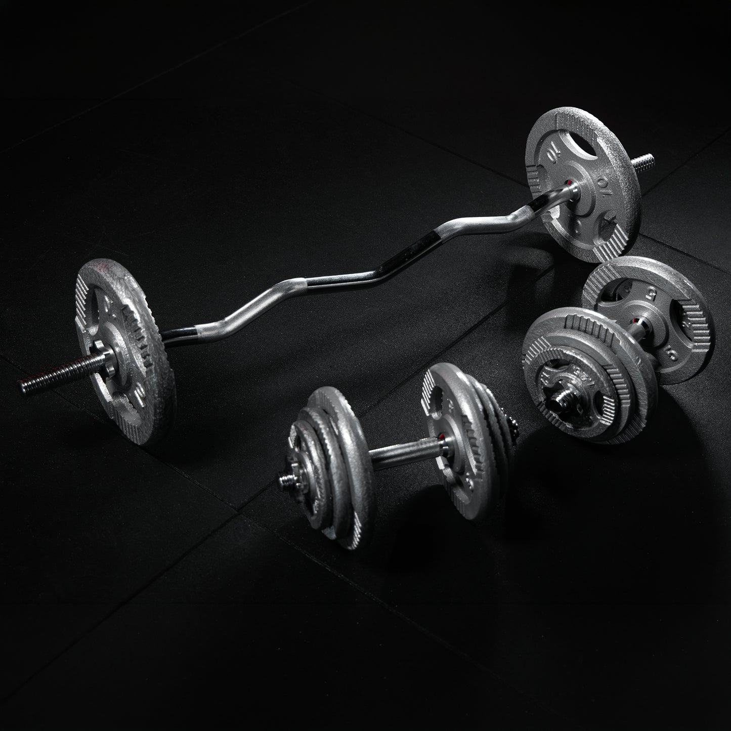 Set de gantere SZ din fontă Gripper 70 kg cu închizători în formă de stea